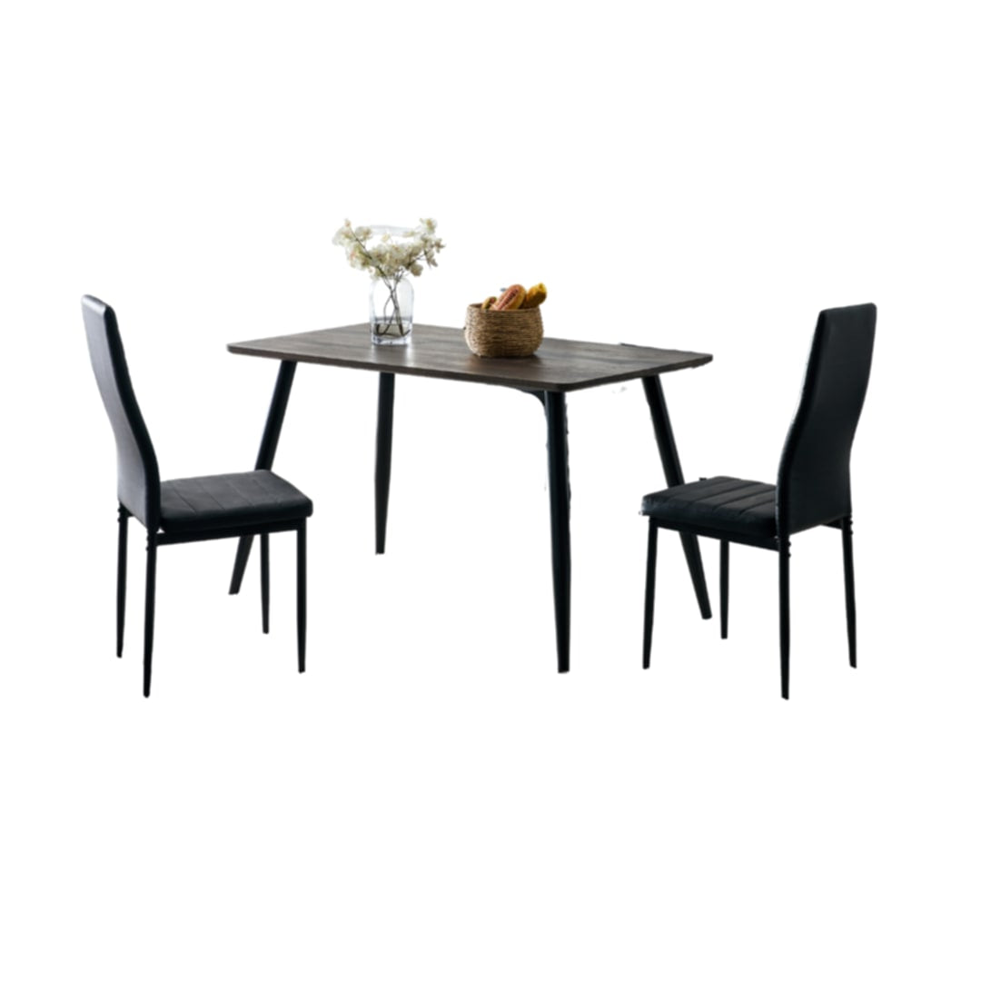 Table repas Ammo – Pieds métal noir et plateau effet noyer 120x70 cm