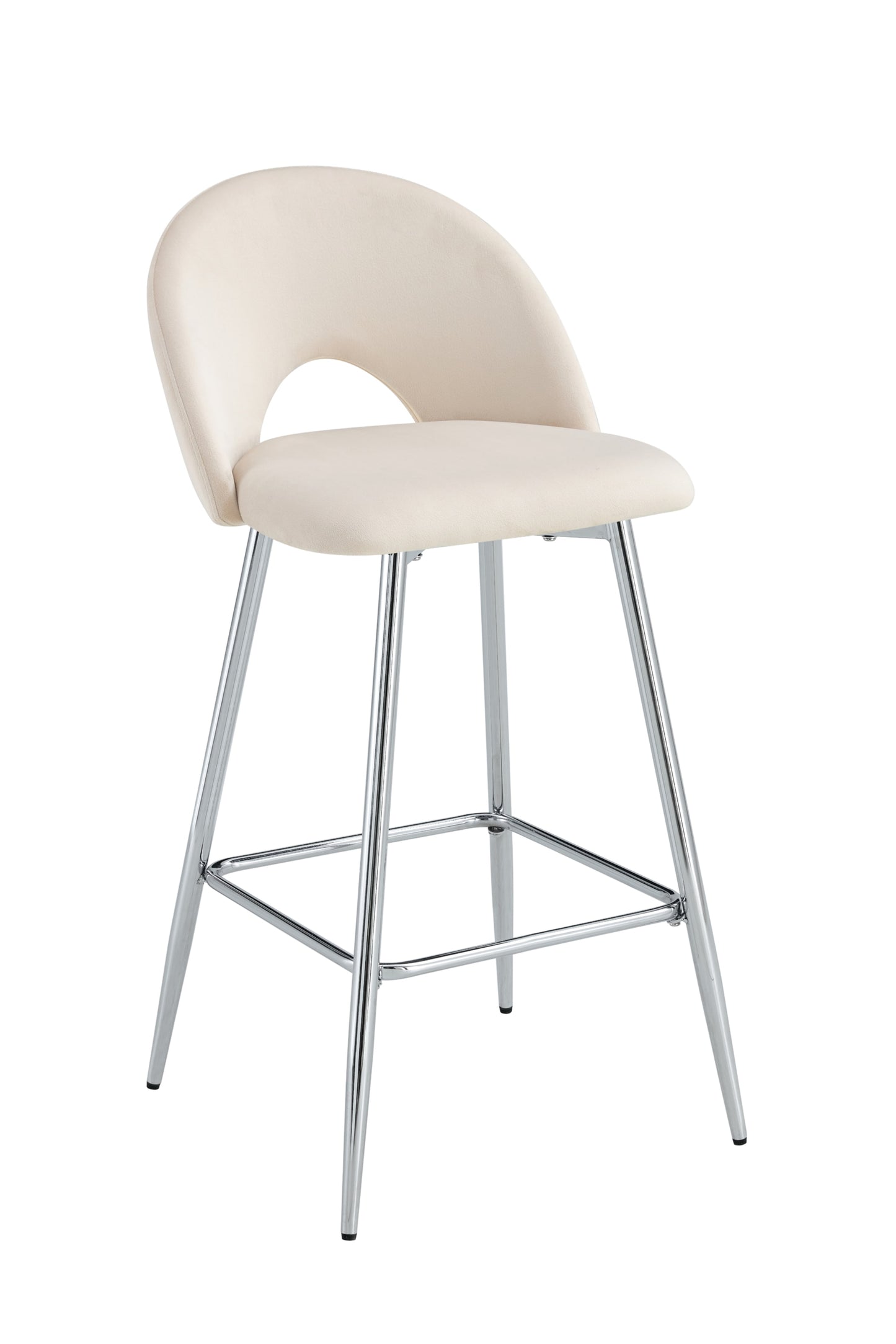 Tabouret de Bar Teddy en Velours avec Pieds Chromés – Élégance Contemporaine