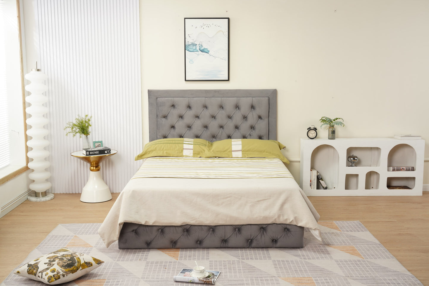 Cadre de lit Roma 140x190 cm en velours élégant – vendu sans sommier