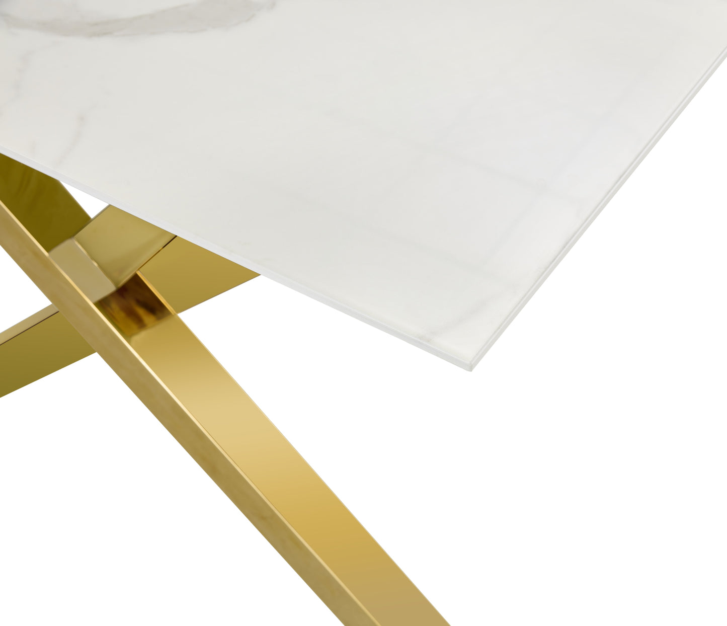 Table Basse IXE – Gold & Marbre Blanc 120x60x45 cm