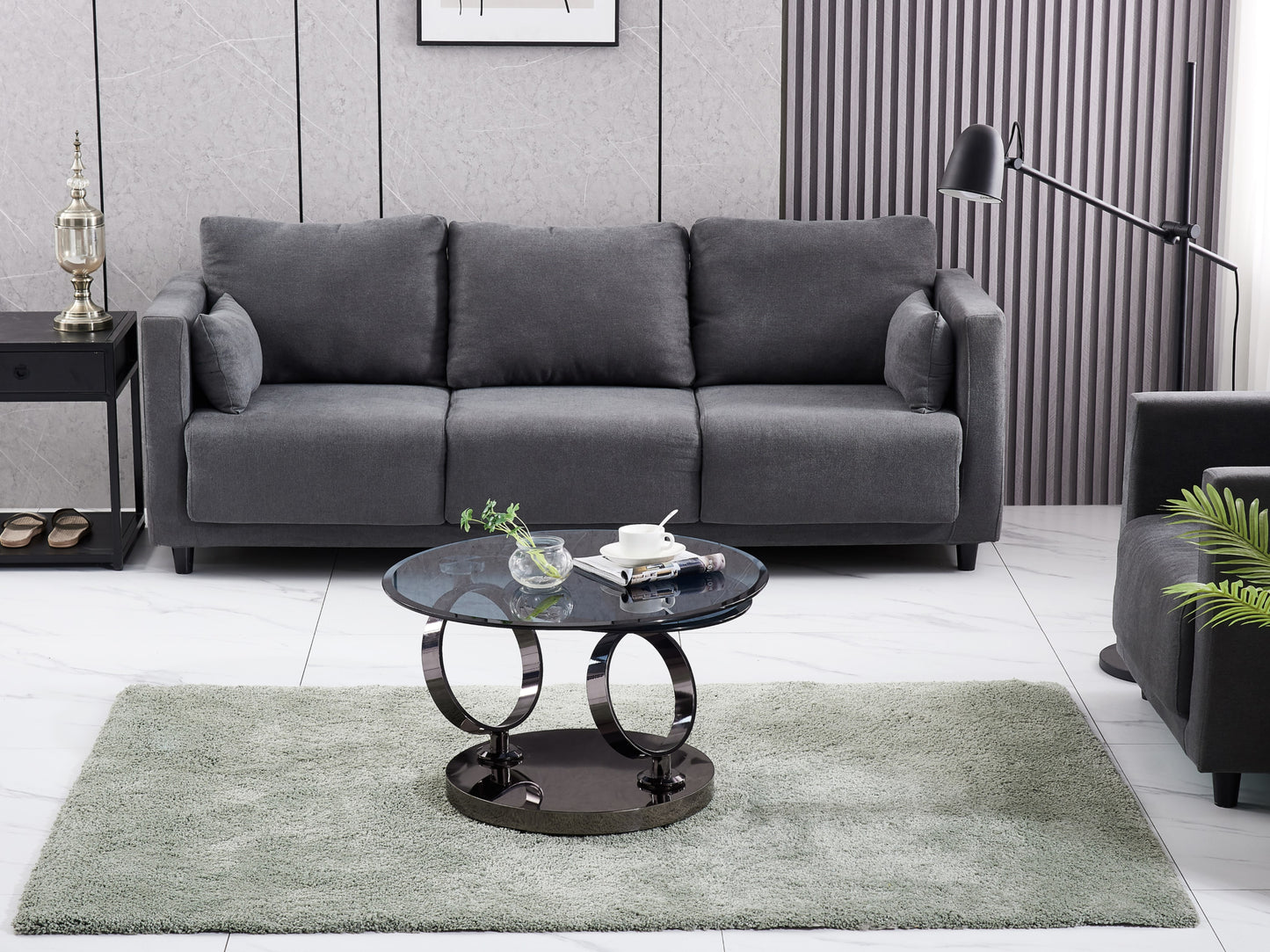 Table Basse Automat – Pieds Noir & Plateau Verre 70x45 cm