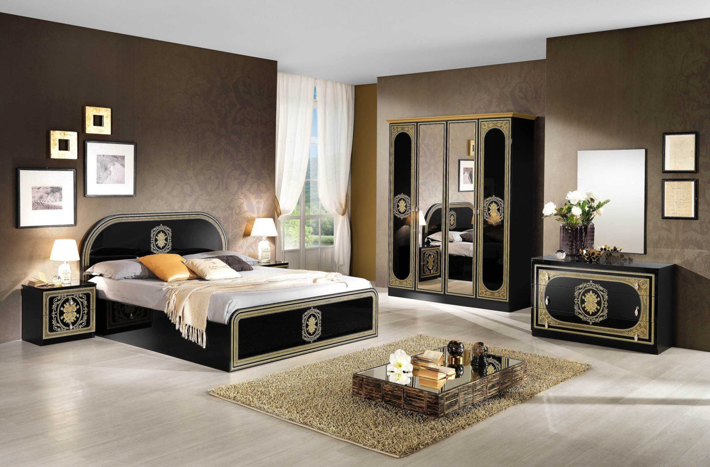 Chambre à coucher Sofia – Élégance noire et confort moderne