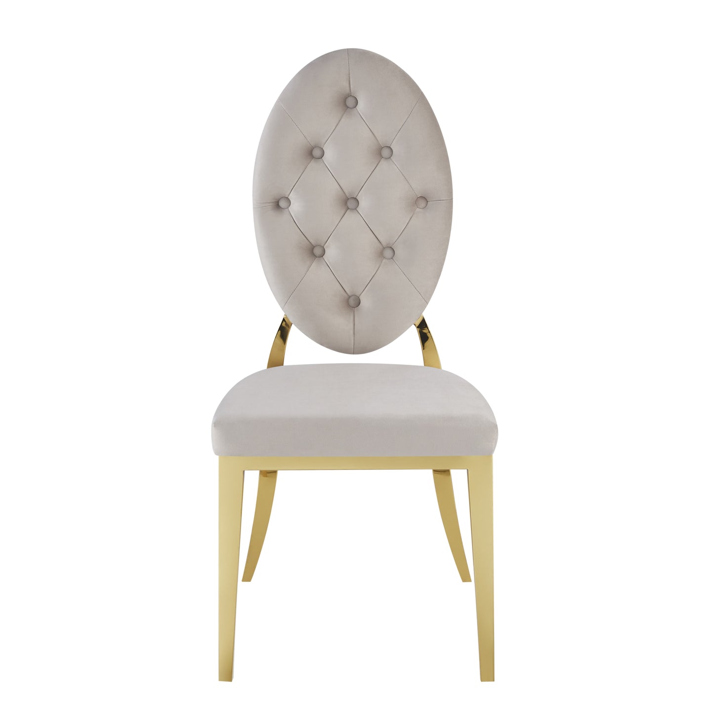 Chaise Médaillon Capitonnée en Velours Moka avec Pieds Dorés – Style Baroque et Élégance