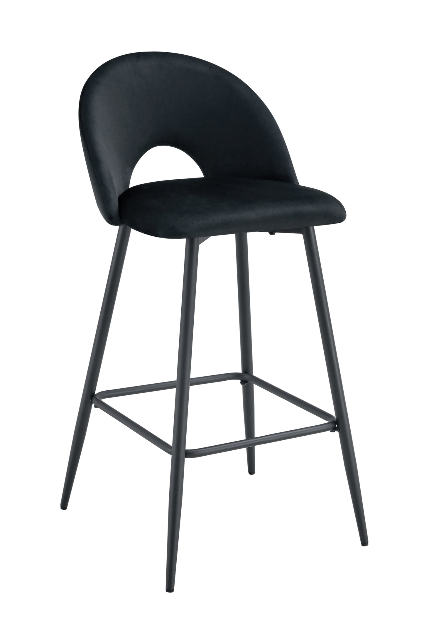 Tabouret de Bar Teddy en Velours avec Pieds en Métal Noir – Chic et Confortable