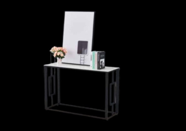 Console Sophie en Métal avec Plateau Marbre Blanc – 120x40x78 cm