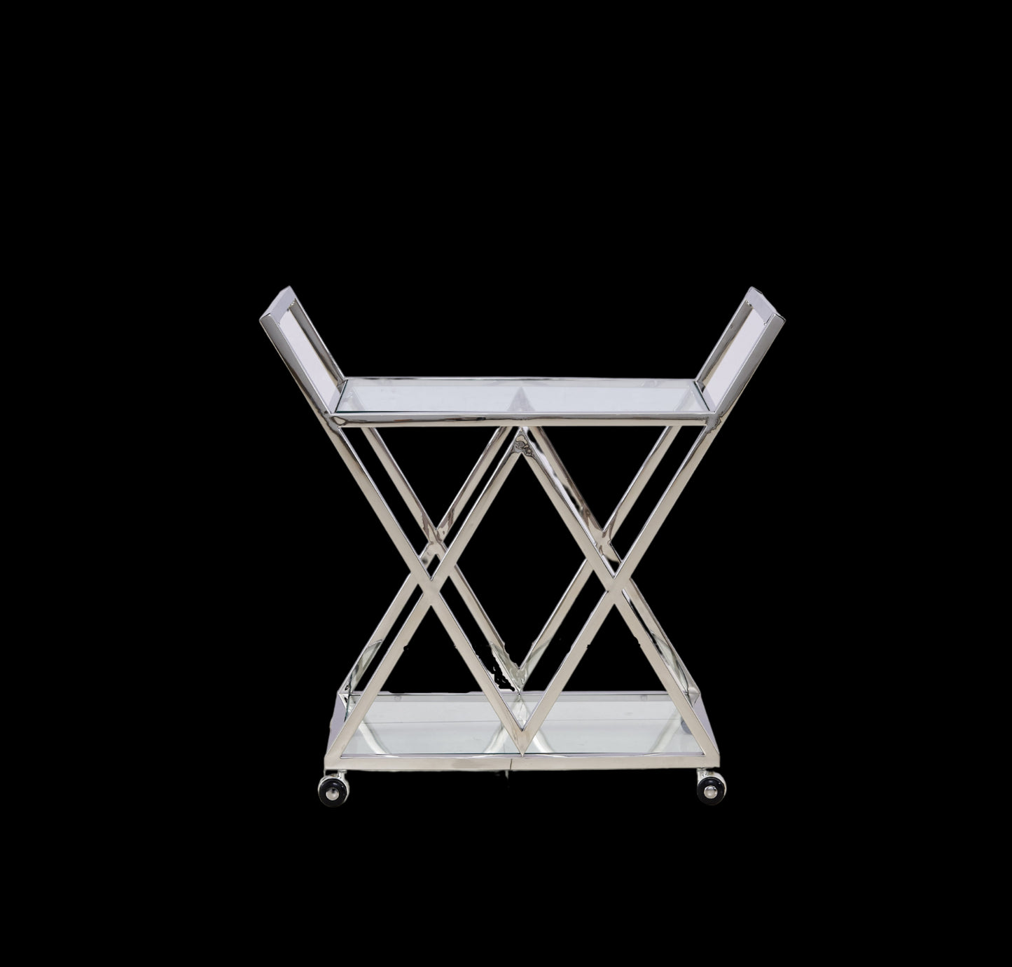 Chariot Triangle en Chrome et Verre Transparent – Pratique et Design