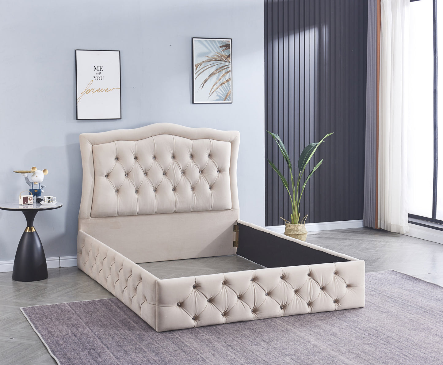 Cadre de lit Trend 160x200 cm en velours élégant – vendu sans sommier