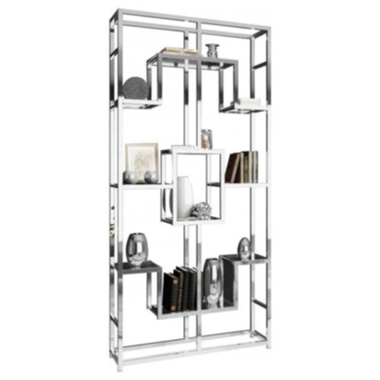 Étagère Richmont – PiedsChrome & Plateaux Transparants 100x30x180 cm