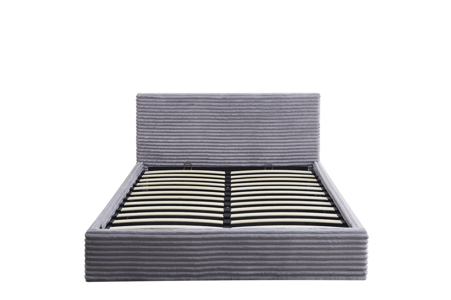 Lit Coffre Maia – Tissu Côtelé Beige 140x190 cm