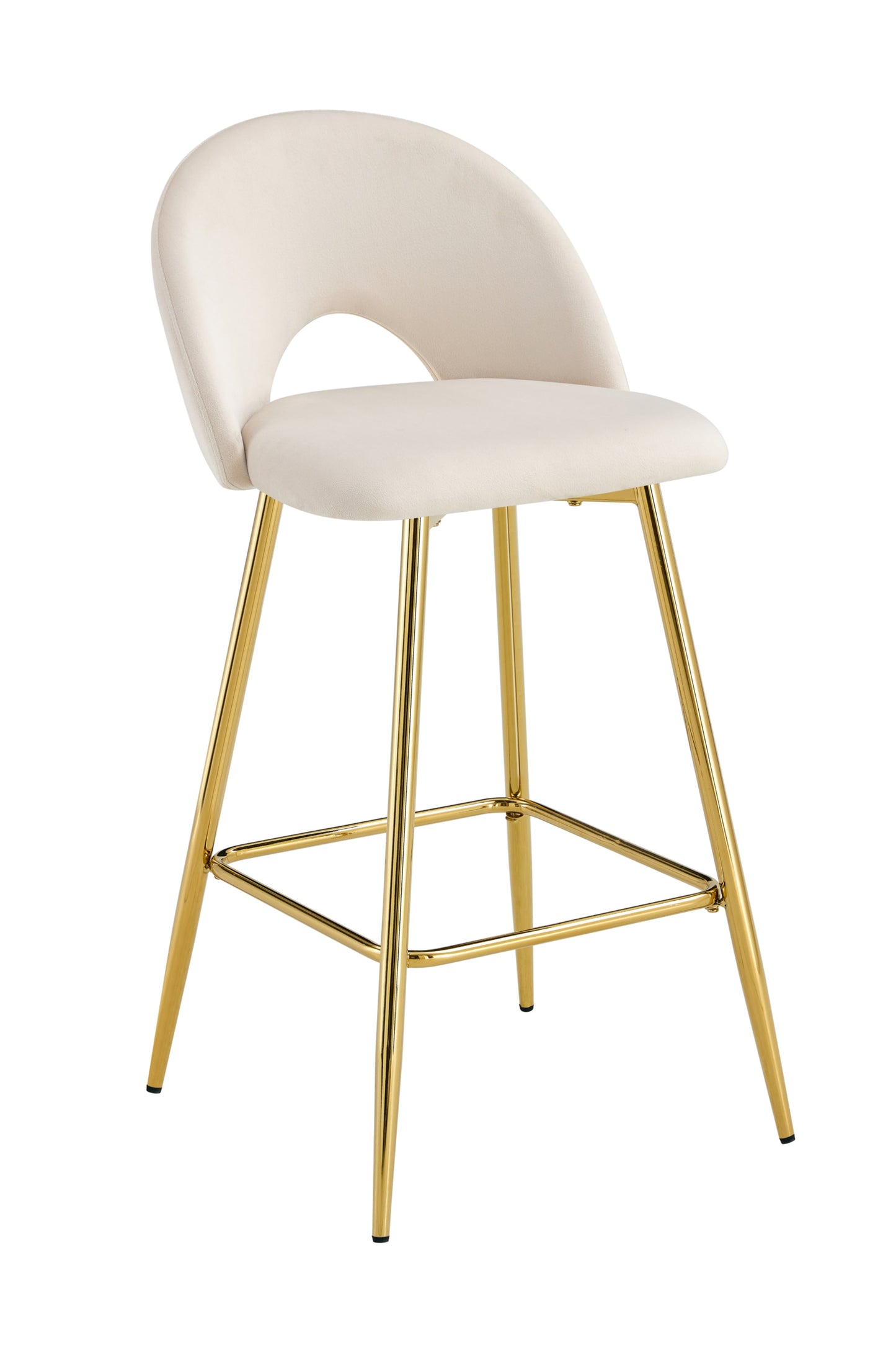Tabouret de Bar Teddy en Velours avec Pieds Gold – Chic et Confortable