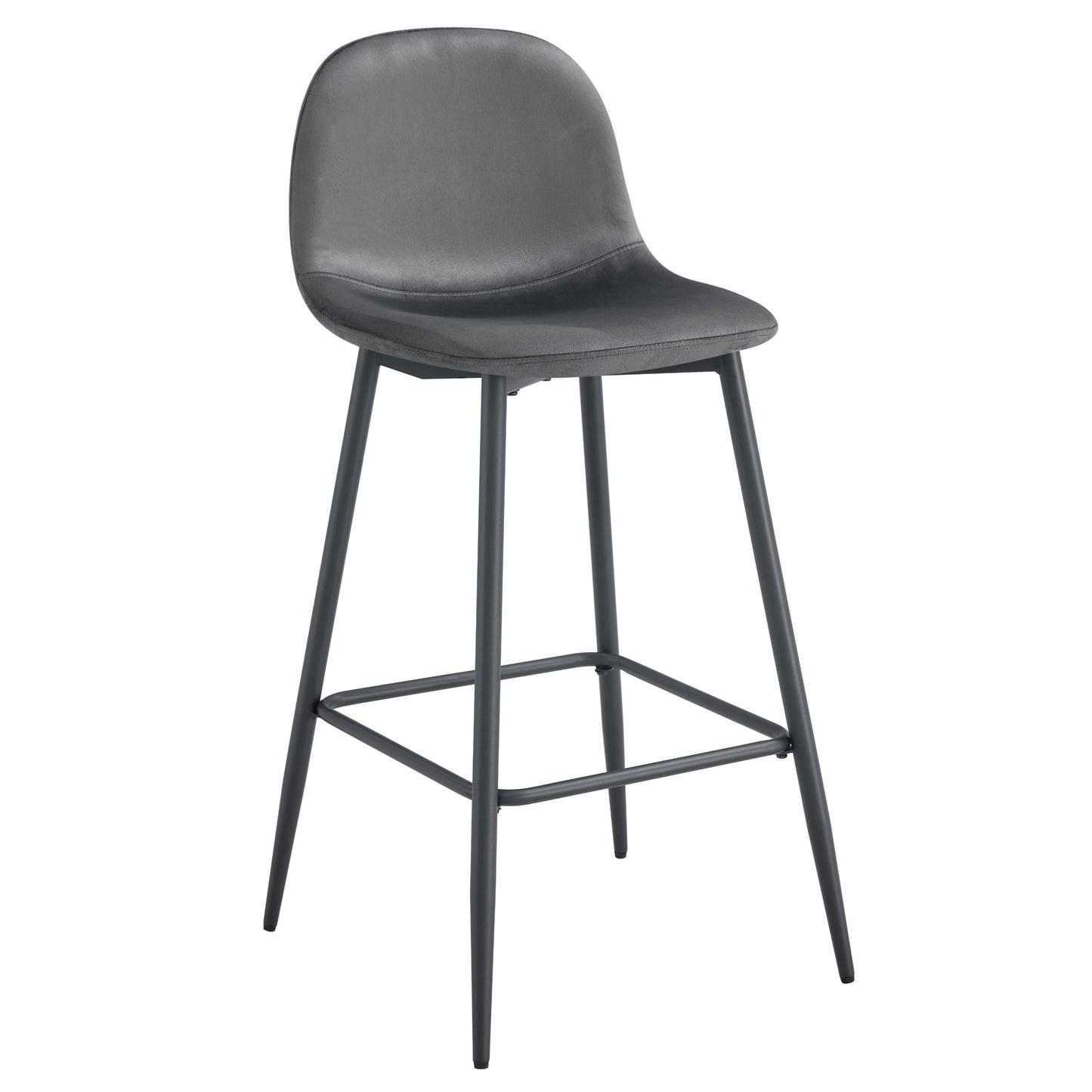 Tabouret de Bar Scandinave en Velours avec Pieds en Métal Noir – Élégance Moderne