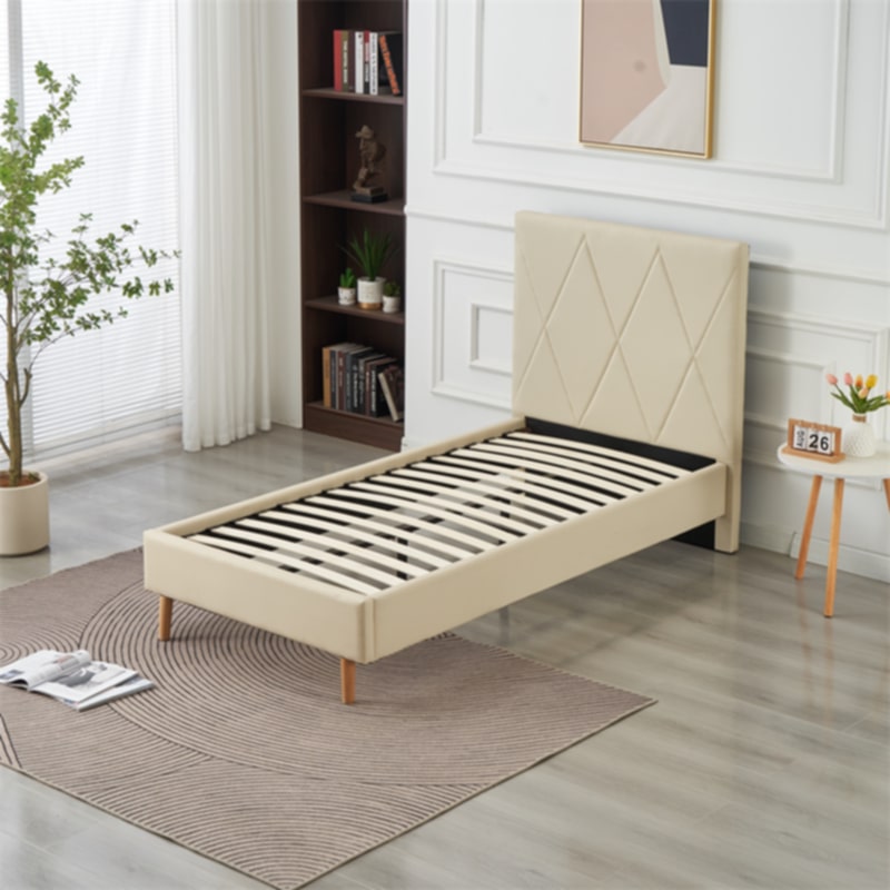 Lit Double Square – Pieds Bois 90x190 cm