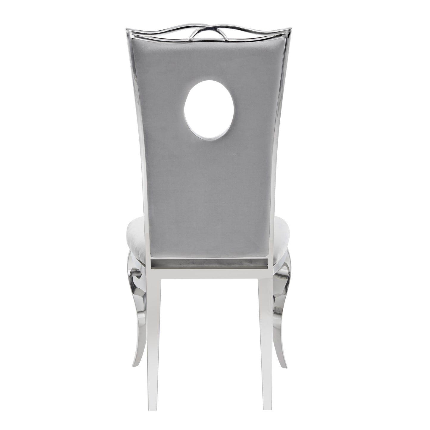 Chaise Royal en Velours Gris avec Pieds Chromés – Élégance et Modernité