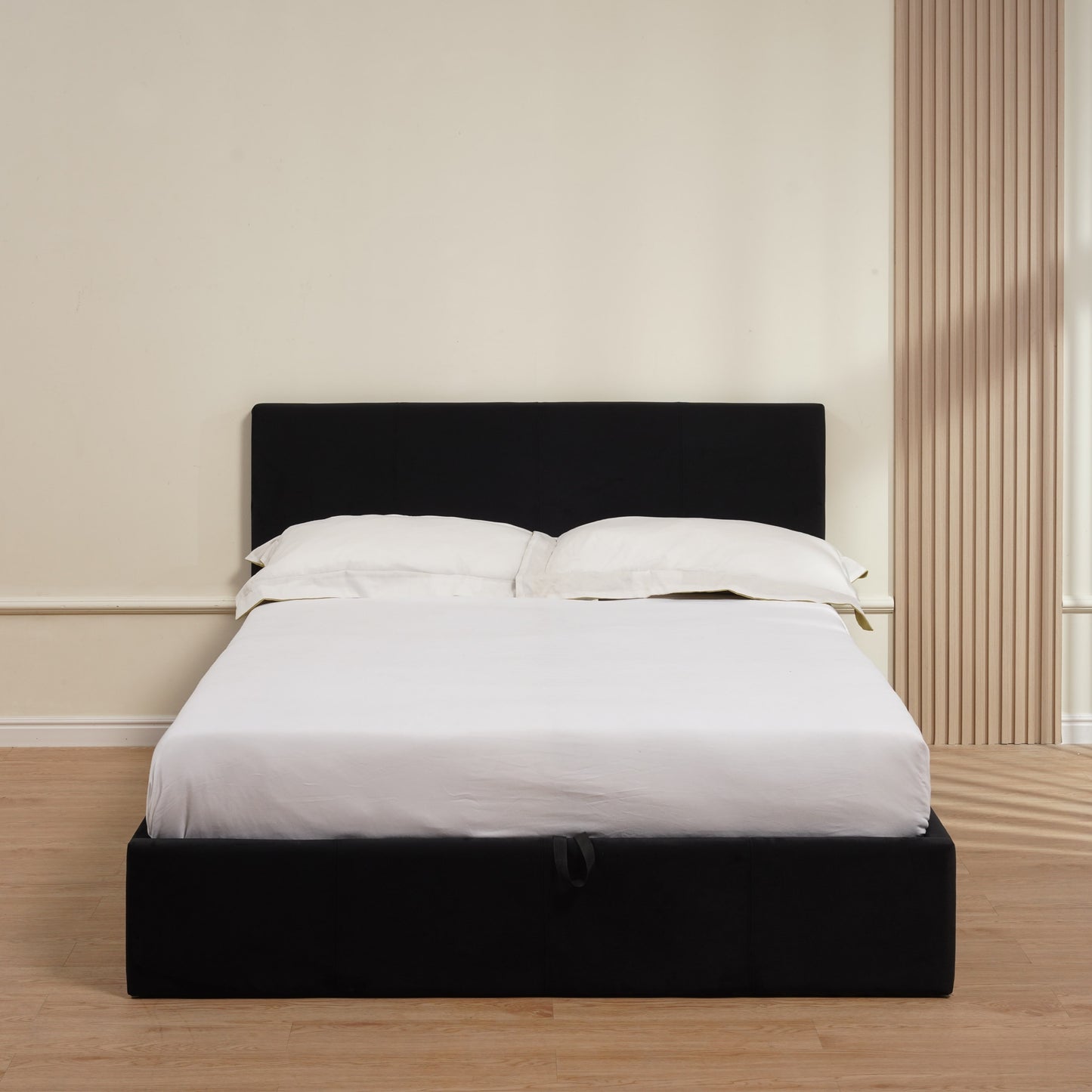 Lit coffre Bastien en velours gris 140x190 cm – Design pratique et élégant