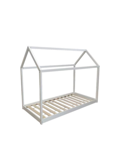 Lit cabane en bois blanc 90x190 cm – Design ludique et chaleureux
