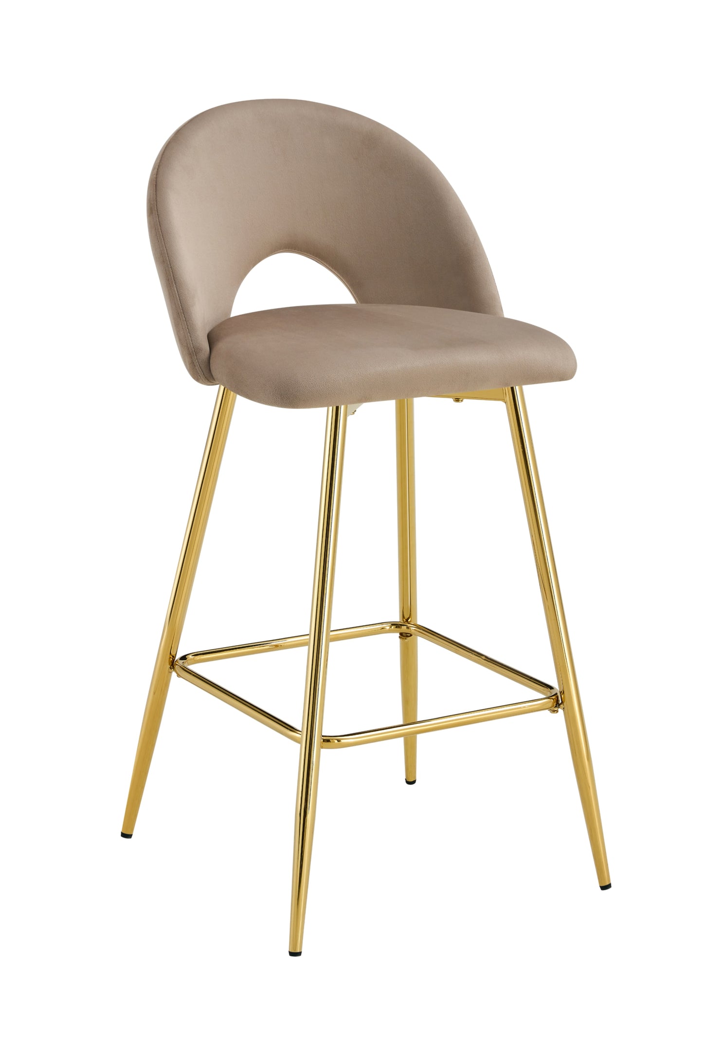 Tabouret de Bar Teddy en Velours avec Pieds Gold – Chic et Confortable