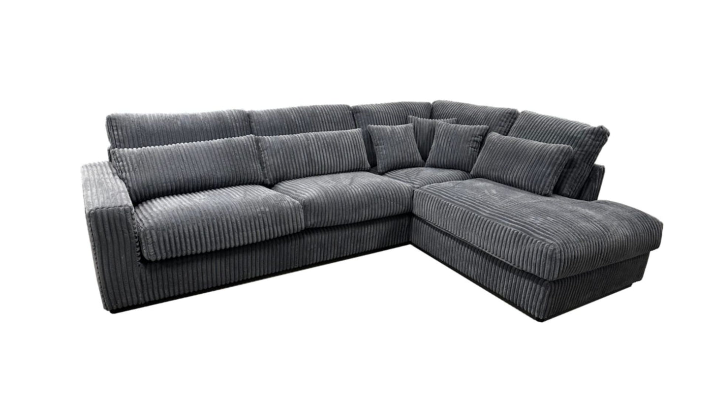 Canapé Ambert – Grand canapé d’angle droit en tissu lapin 320 x 320 cm