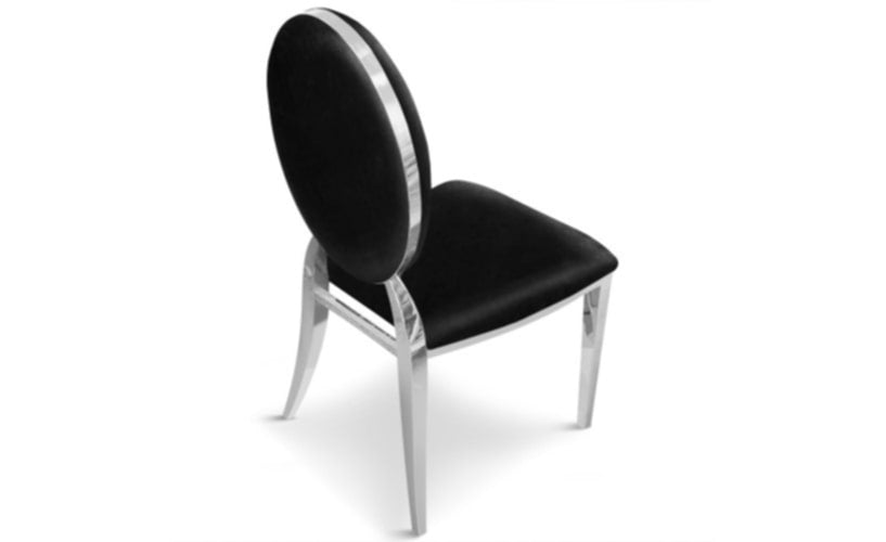 Chaise Médaillon en Velours Noir – Élégance Classique et Confort