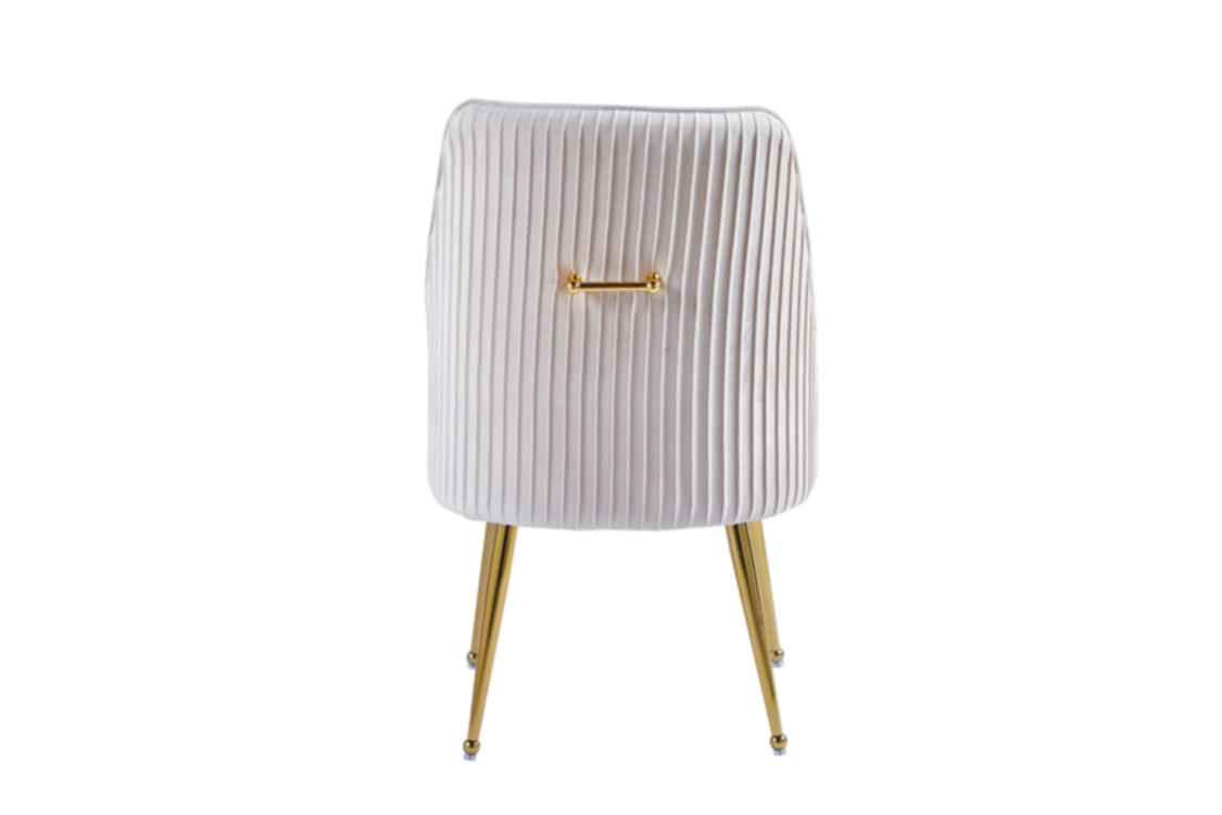 Chaise Luxury en Velours Beige avec Pieds Dorés – Élégance Haut de Gamme