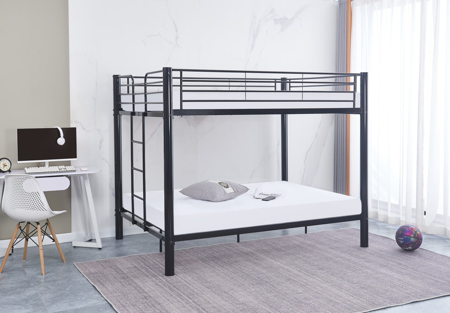Lit Superposé « Colosse » en Métal Noir Mat – 140x190 + 140x190 cm