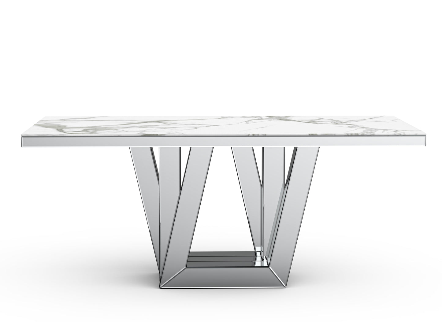 Table Élégance – Plateau effet marbre blanc 180x90x75 cm