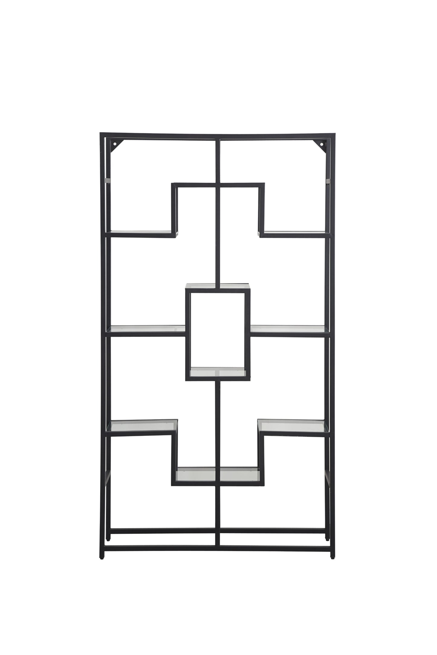 Étagère Richmont – Métal Noir & Plateaux Transparants 100x30x180 cm