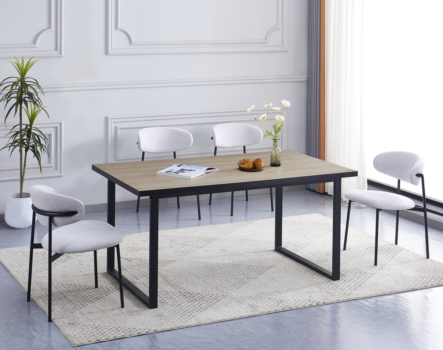 Table Belgrade – Pieds métal noir et plateau 160x90x75 cm