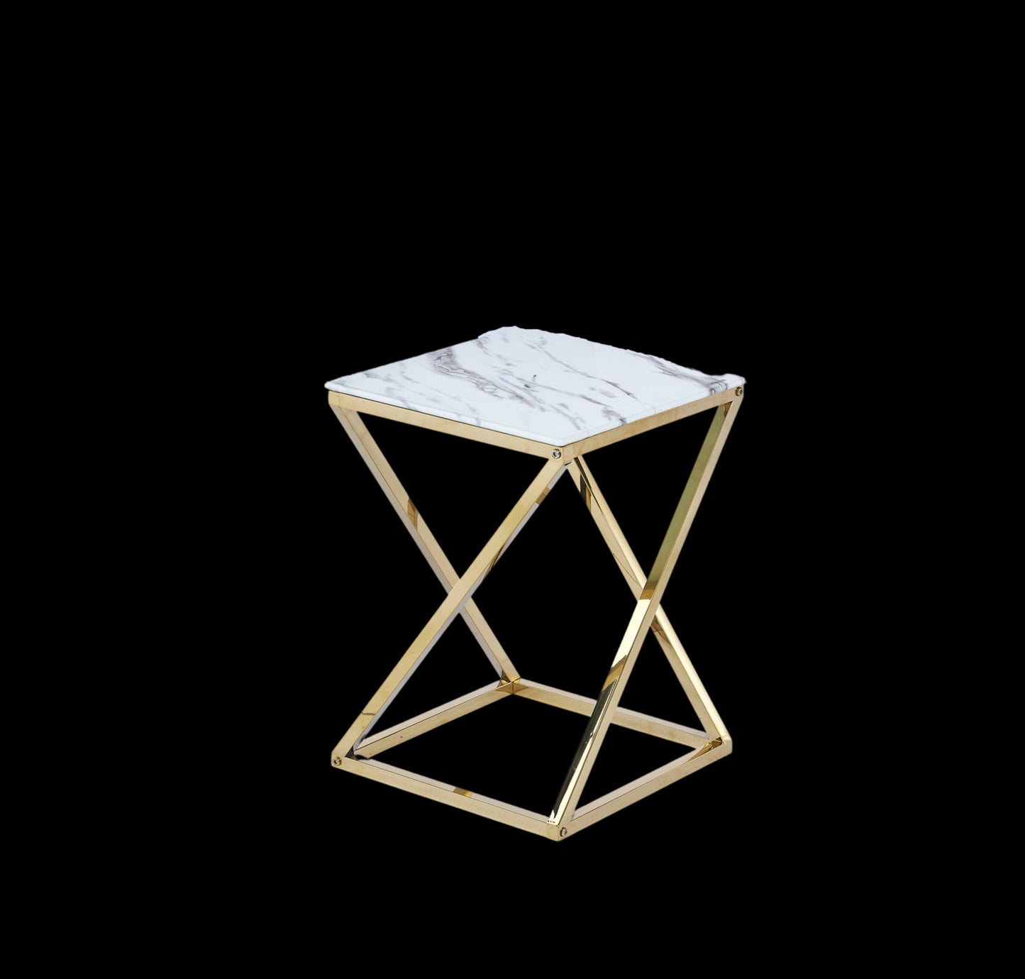 Guéridon Beverly Gold – Plateau Marbre Blanc 40x40x55 cm