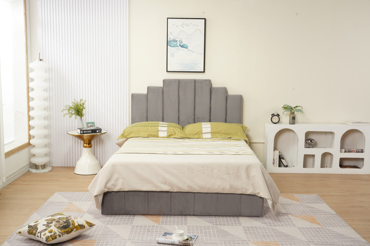 Cadre de lit Piano 160x200 cm en velours – design élégant, vendu sans sommier