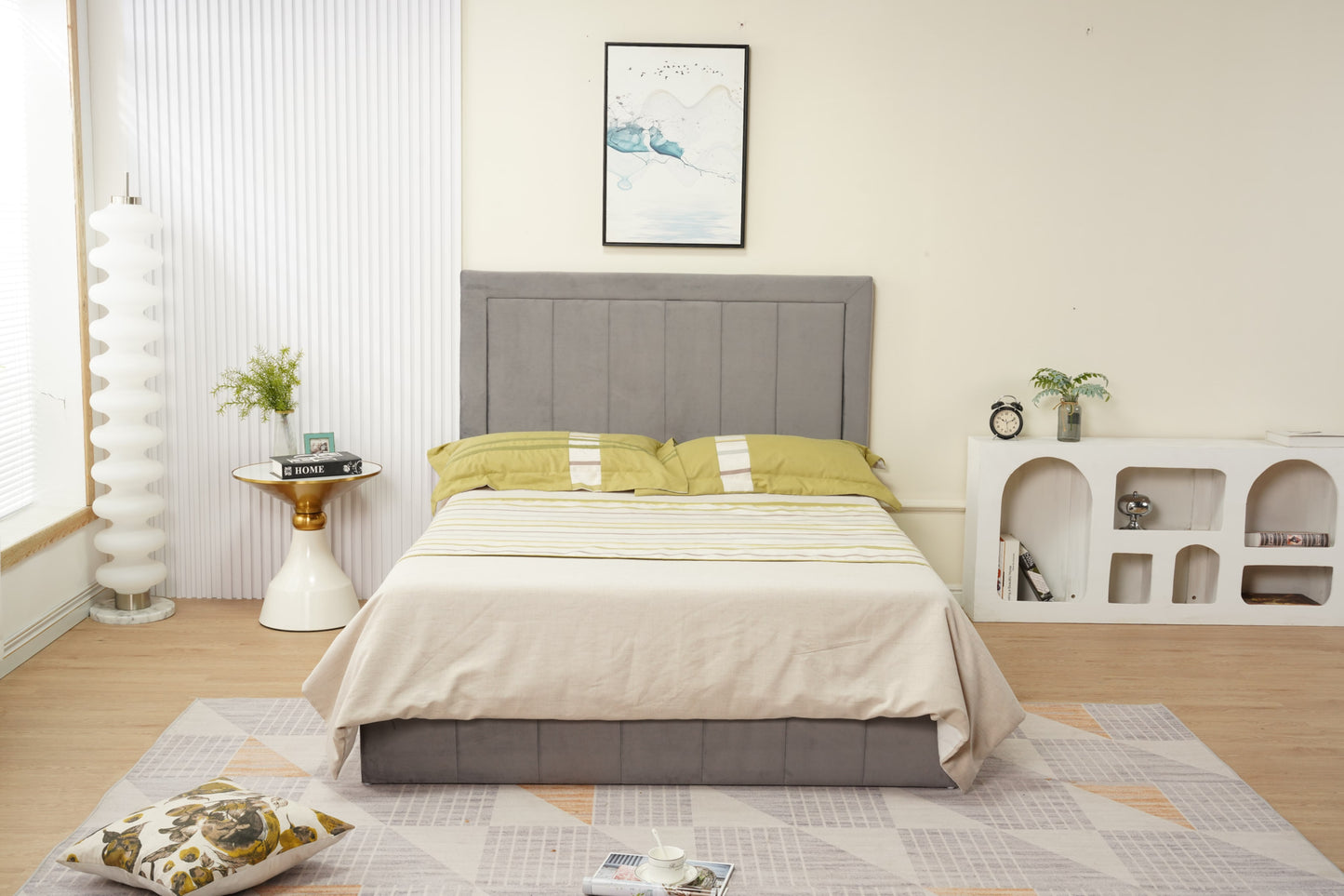 Cadre de lit Polo 140x190 cm en velours élégant – vendu sans sommier