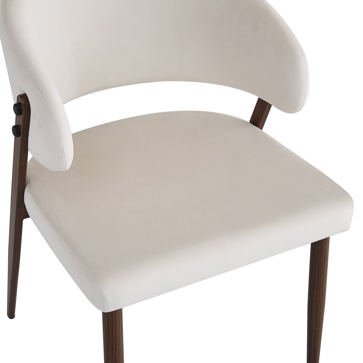 Chaise Lamia en Velours Beige avec Pieds Finition Noyer – Élégance et Confort