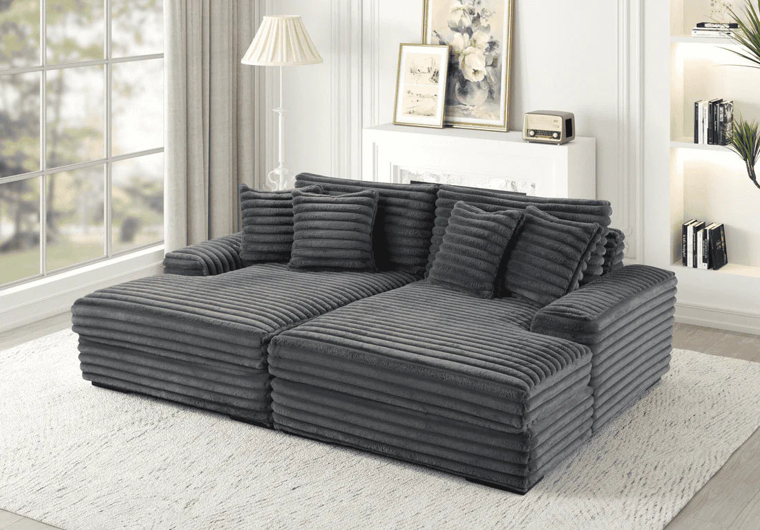 Canapé CELIA – Moelleux en tissu côtelé épais, 3 places (250x180x77 cm)