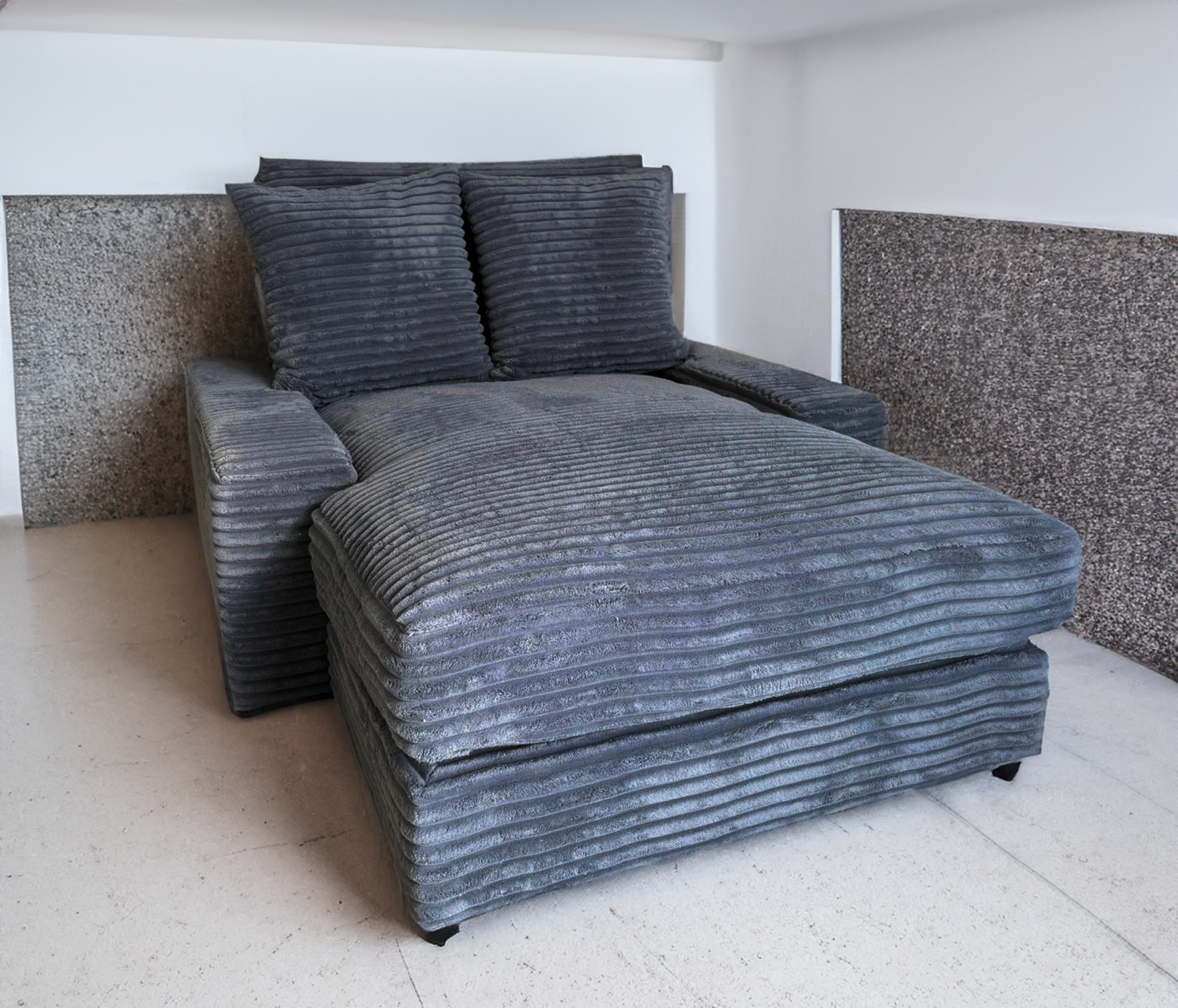 Canapé Celia - Moelleux en tissu cotele epais 180X135cm