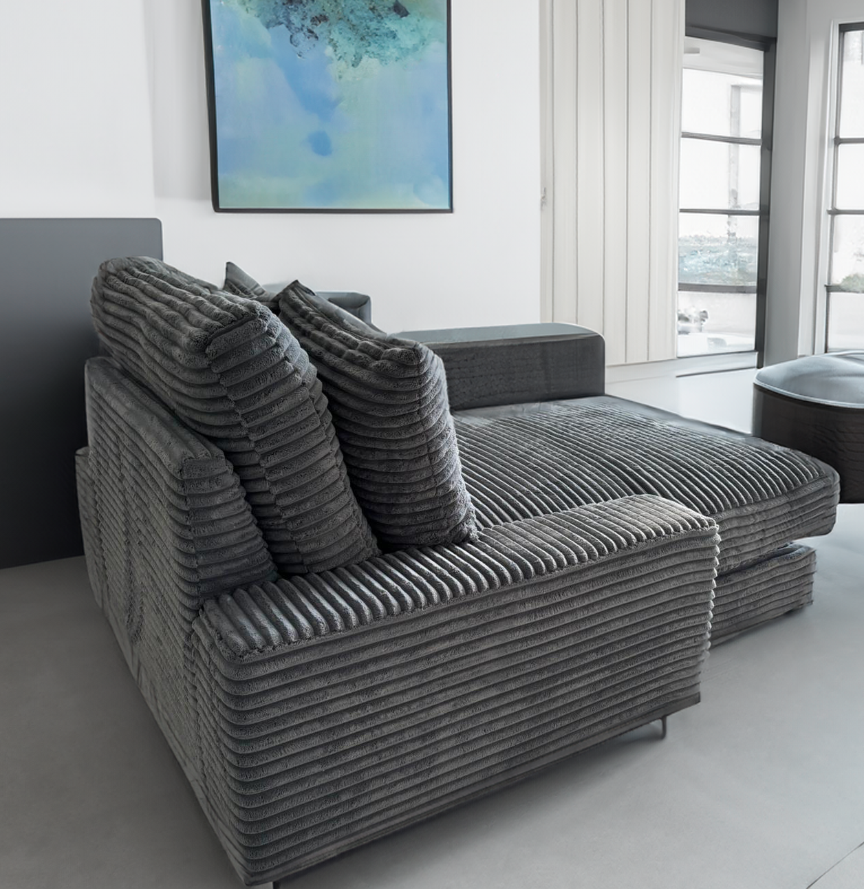 Canapé Celia - Moelleux en tissu cotele epais 180X135cm
