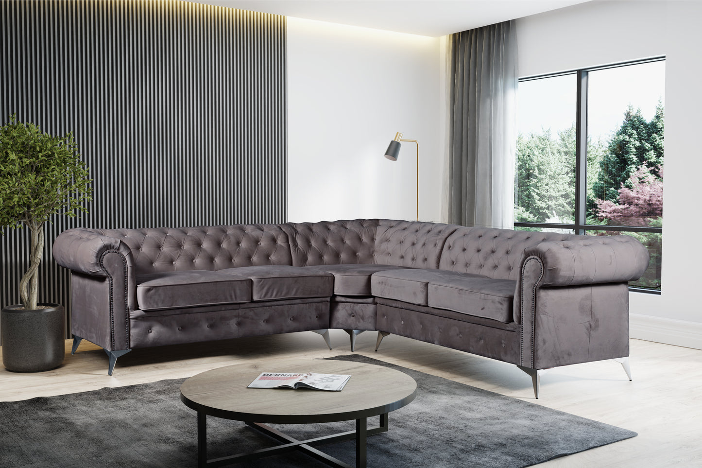Canapé D'Angle Cloure Tiffany Velours 263X263cm