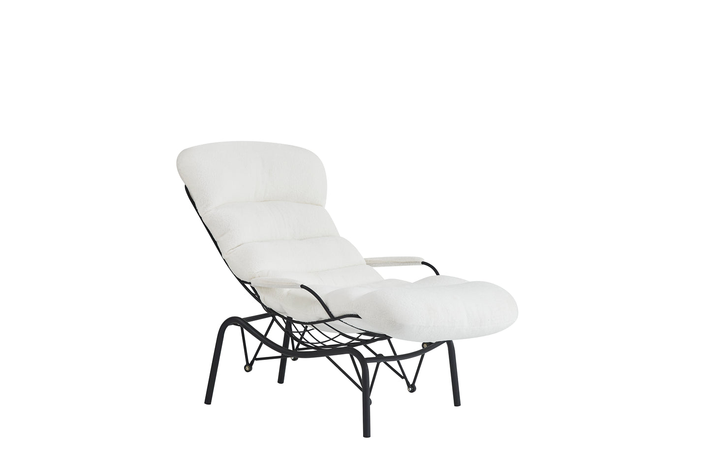 Fauteuil Monic – Structure métal noir et revêtement doudou blanc