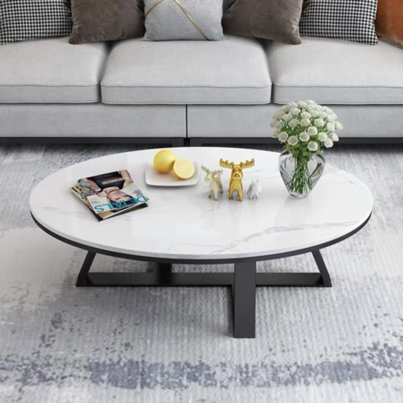 Table Basse Gamma – Métal & Pierre Marbre 120x60x45 cm