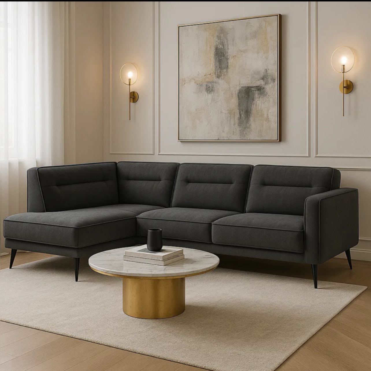 Canapé Sienna – Angle droit en velours élégant
