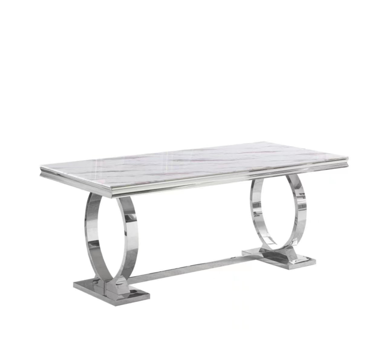 Table de repas Omega – Pieds chrome et plateau 180x90 cm