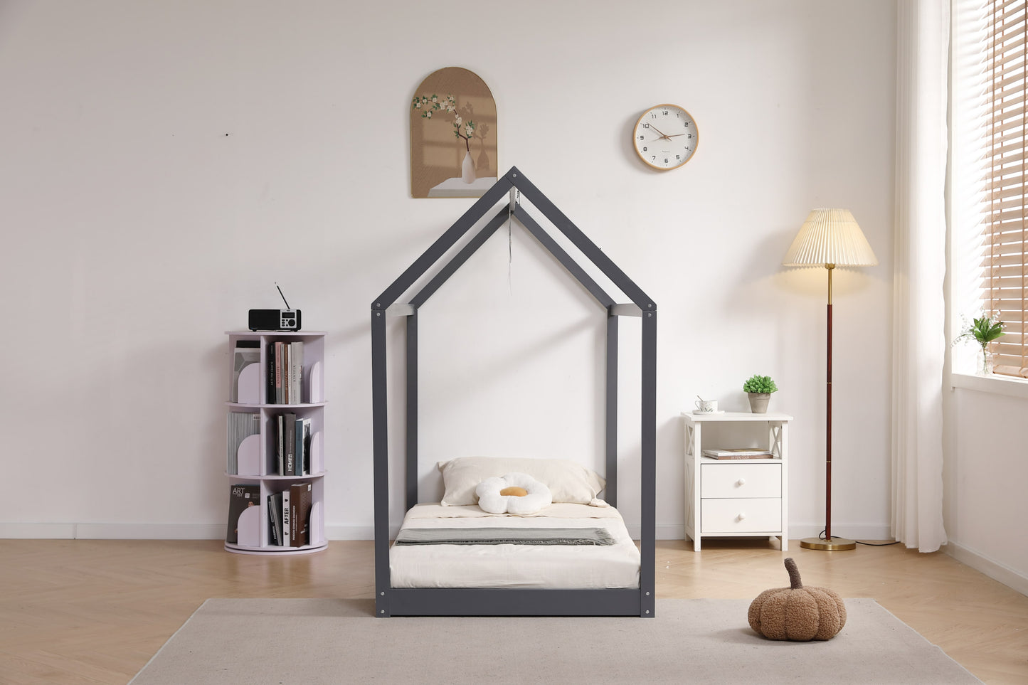 Lit enfant « Robinson Cabane » – Gris – 90x190 cm