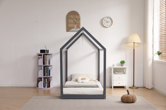 Lit enfant « Robinson Cabane » – Gris – 90x190 cm