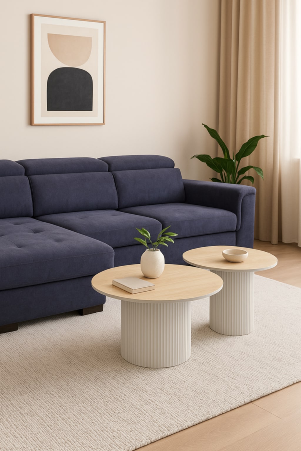 Table Basse Mina – Plateau en Céramique Effet Travertin Mat