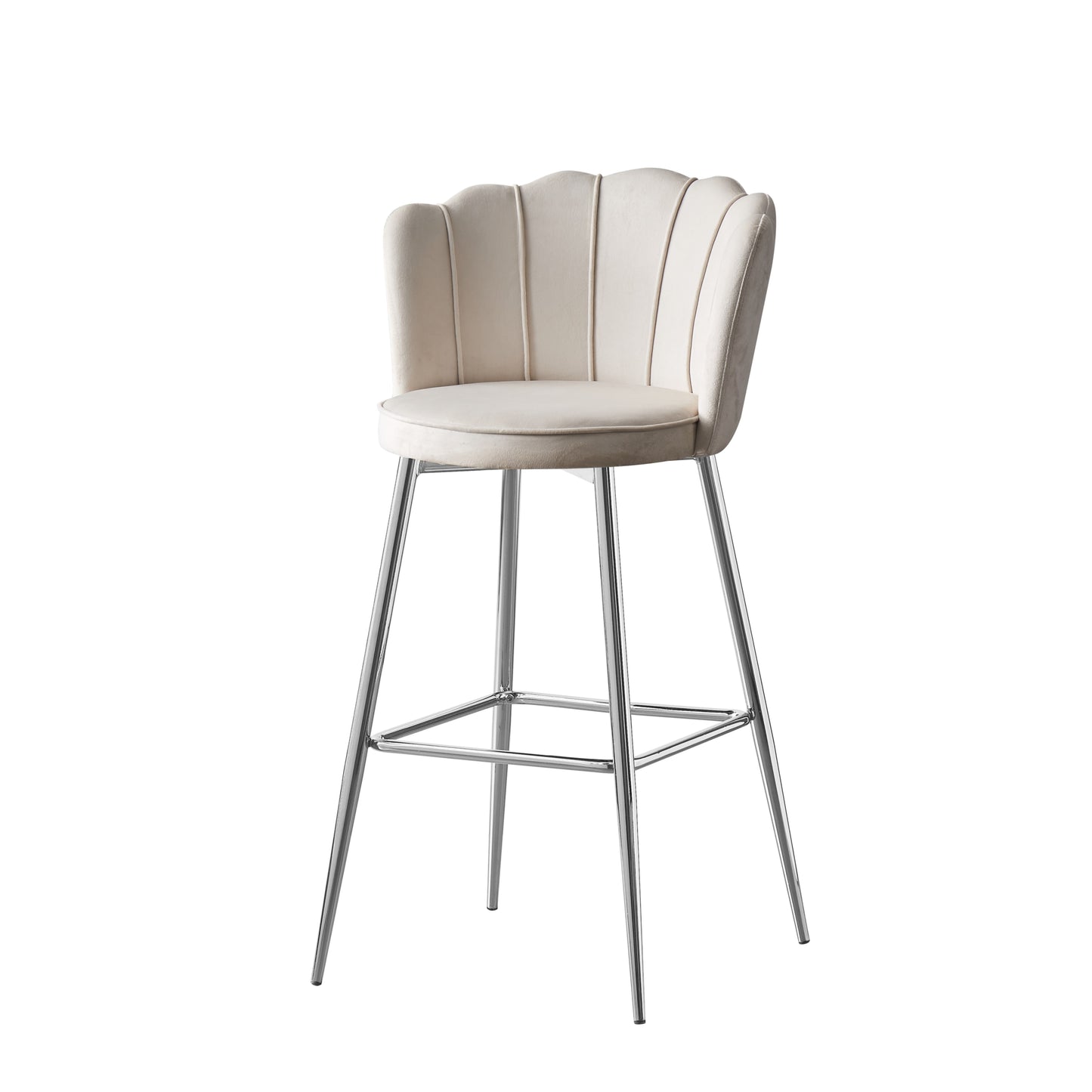 Tabouret de Bar Nymphea en Velours avec Pieds Chromés – Hauteur 65 cm