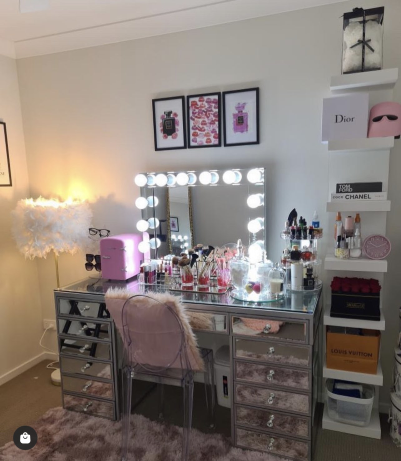 Ensemble coiffeuse avec miroir + miroir Bluetooth LED – Style et technologie