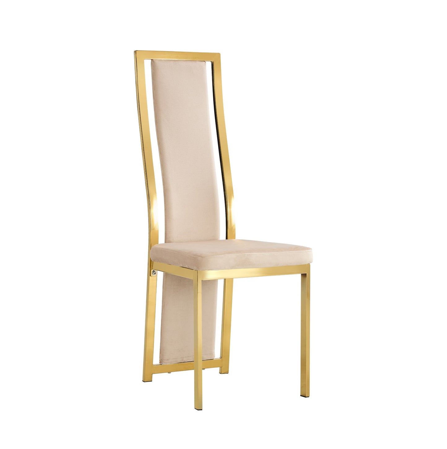 Chaise Dana en Velours Beige avec Pieds Dorés – Élégance et Confort