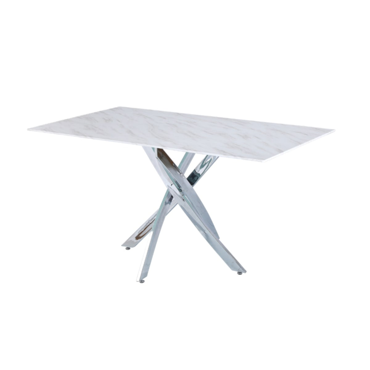 Table repas Vendôme – Plateau effet marbre avec 4 chaises – 100x100x75 cm