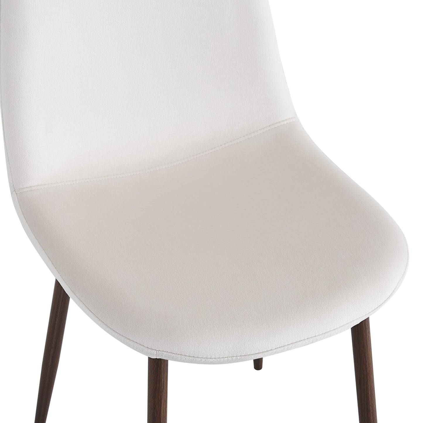 Chaise Scandinave en Velours Beige avec Pieds Effet Noyer – Style et Confort