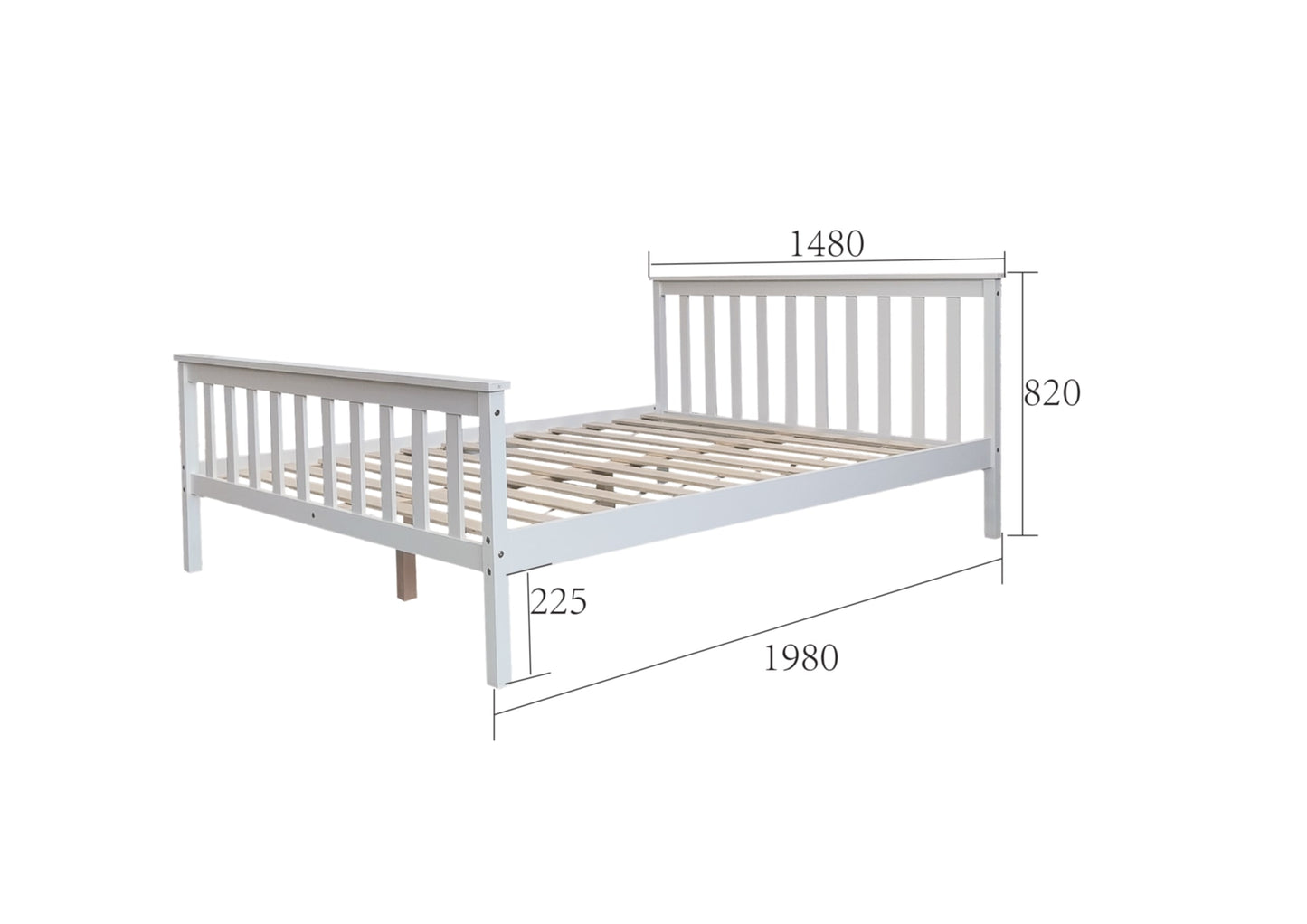 Lit Ebatna en bois blanc 140x190 cm – Sobriété et solidité