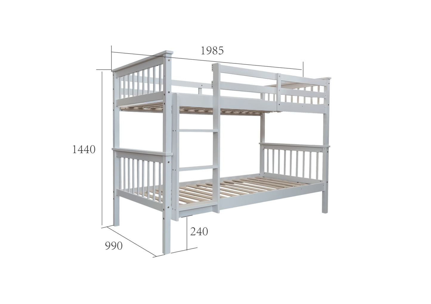 Lit superposé séparable Batna en bois blanc 1+1 90x190 cm – Pratique et évolutif