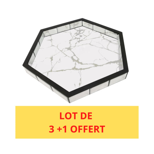 Lot de 3+1 Offert de Plateaux en Marbre et Miroir – Élégance et Praticité